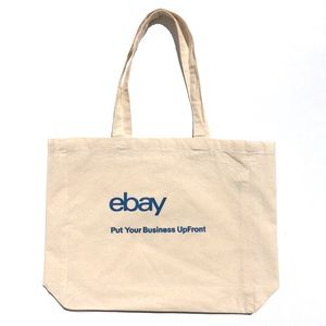 eBay Logo Tote Bag Canvas Carry Natural Beige "eBay Put Your Business Upfront"